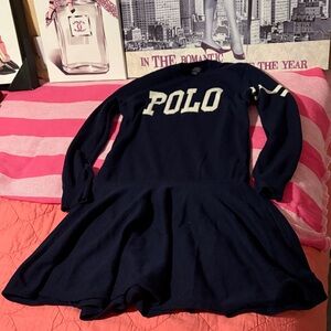 Polo by Ralph Lauren Navy Knit Sweater with Cream POLO Logo
